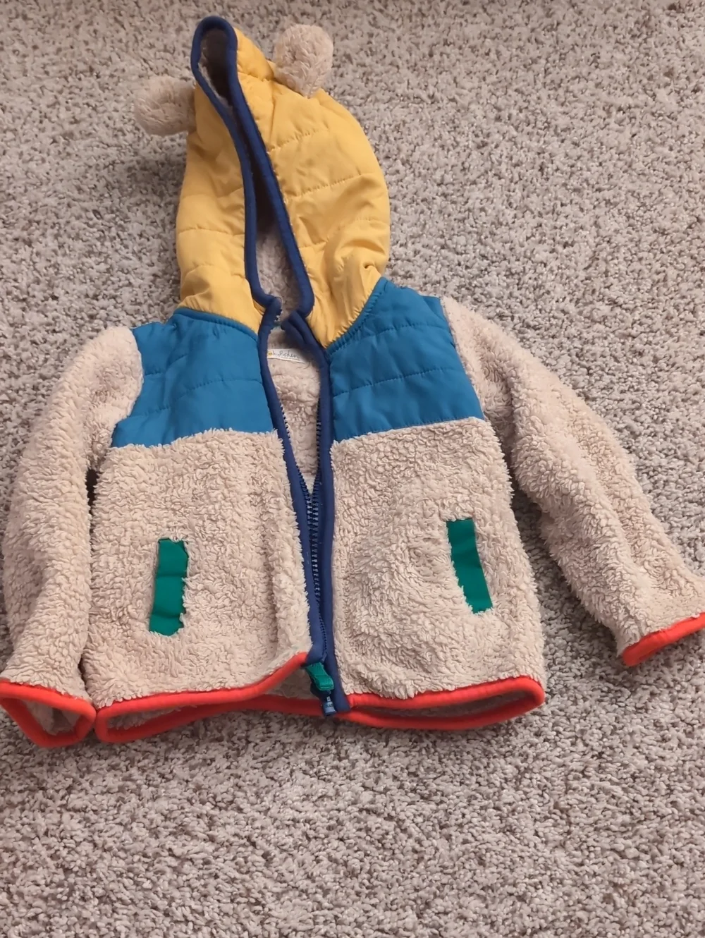 Baby Boden Bear Jacket, Mixed Borg